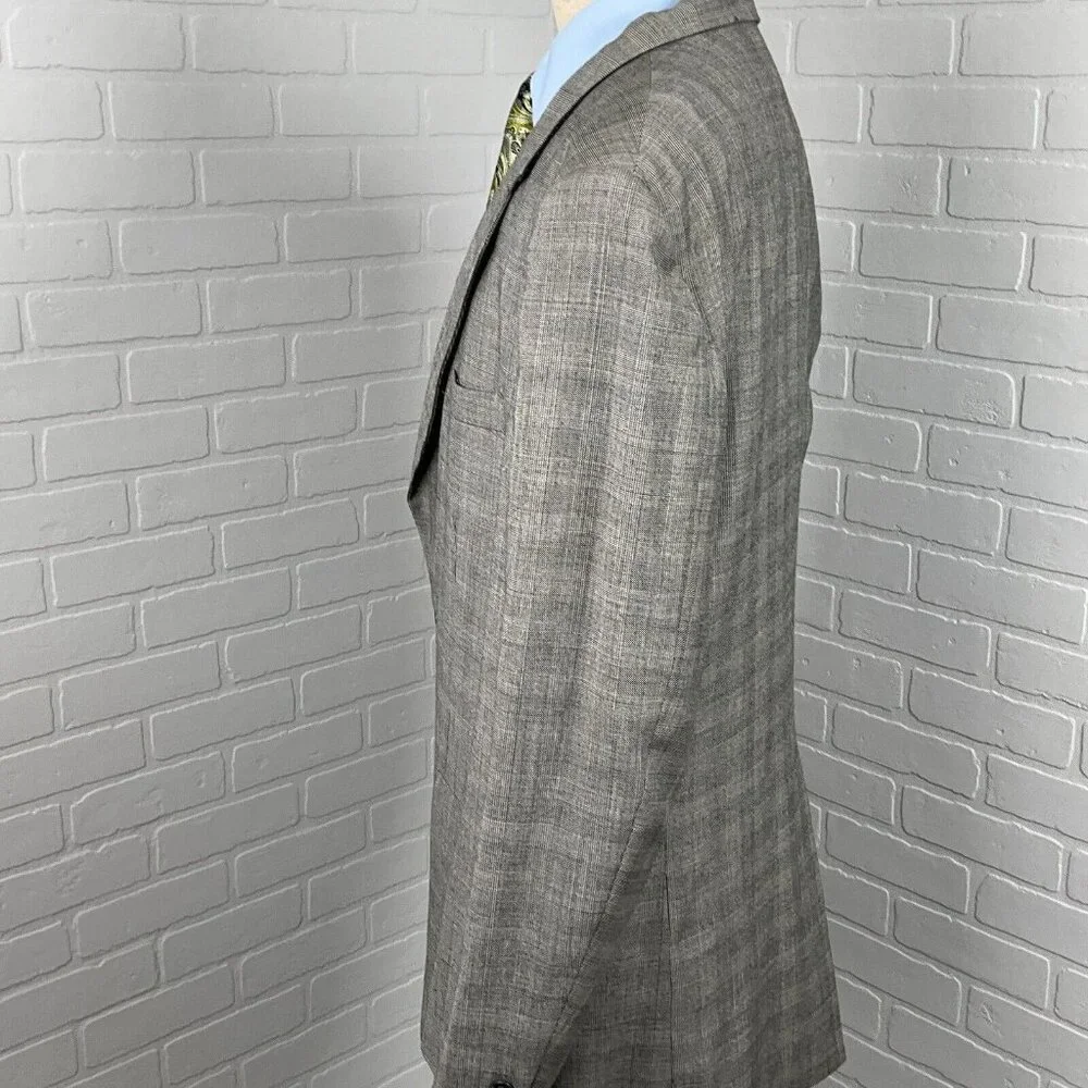Sterling & Hunt Kuppenheimer Blazer Men 44 Black White Plaid Premier‎ Ed USA VTG